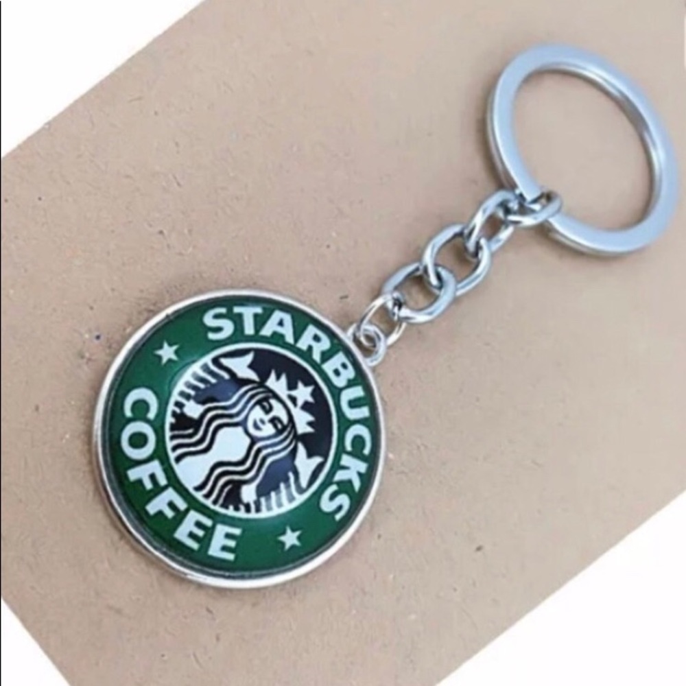STARBUCK’s Logo Glass Cabochon Silver Keychain